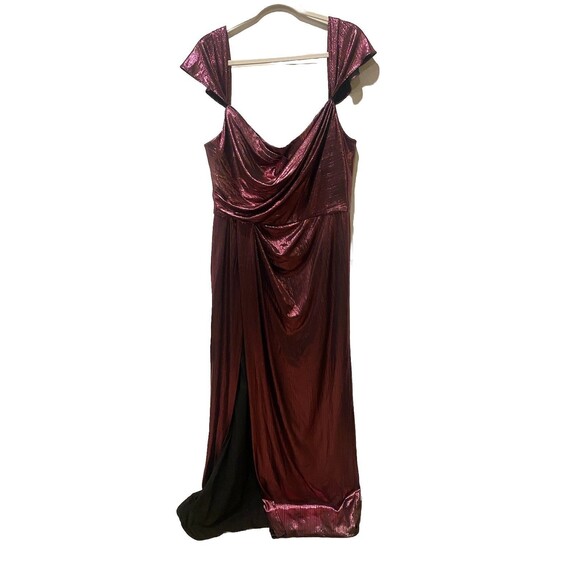 Marchesa Notte Metallic Lame Draped Gown Maxi Dress Women's Size 16 NWOT - Picture 3 of 11